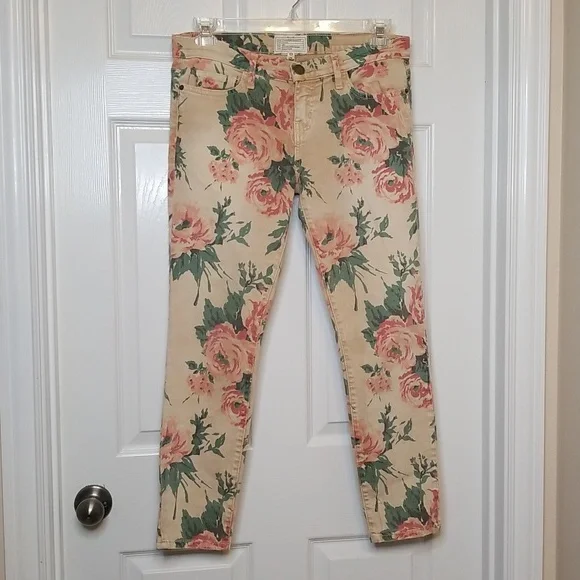 Current Elliott The Stiletto Haystack Floral Cropped Ankle Jeans - Picture 3 of 11